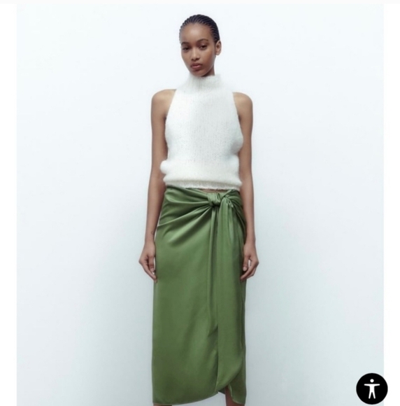 ZARA SATIN KNOTTED MIDI MAXI SKIRT SIZE L - Picture 1 of 11